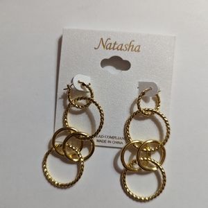 Gold Circles Hoop Drop Earrings